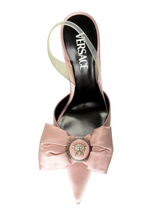Versace Women's Dusty Rose & Silver Color Medusa Heeled Sandals Shoes US 6 IT 36 - Picture 7 of 8